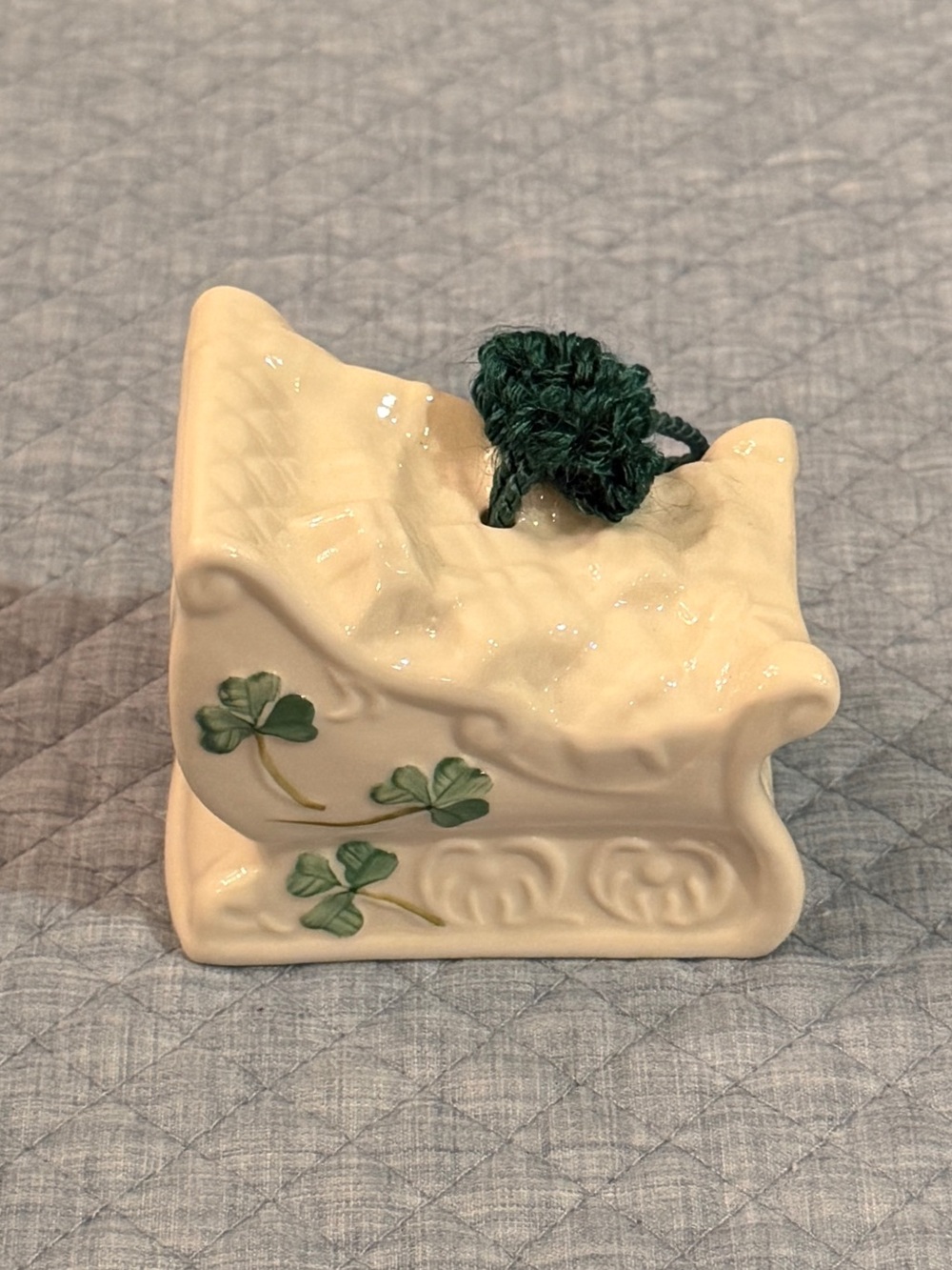 Belleek Shamrock Sleigh Ornament